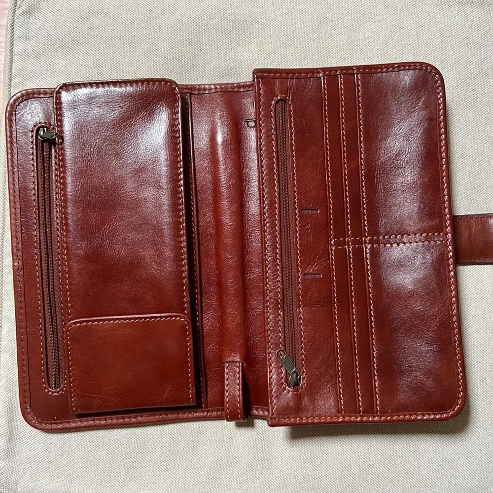 Vintage Barry Smith Italian Leather Large Wallet Clutch Wristlet Bag Vintage - Picture 6 of 14